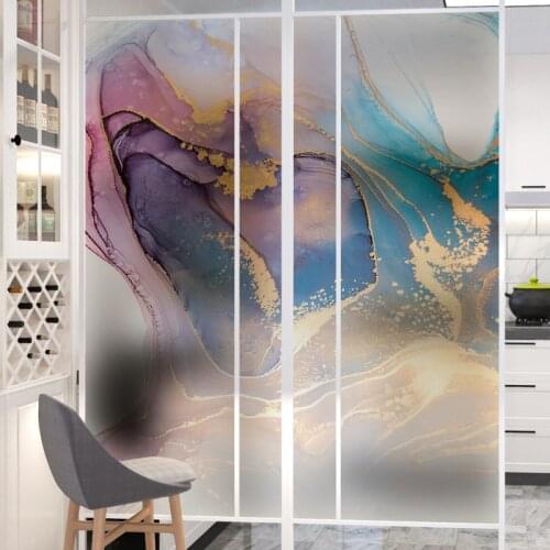 Color marble pattern electrostatic glue free frosted glass film window grille bathroom balcony window opaque privacy film
