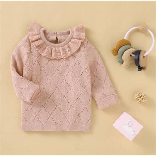 Baby Sweater Infant Baby Girl Sweaters Newborn Knitted Baby Clothes Autumn Ruffle Collar Baby Pullover Girl Toddler Sweater