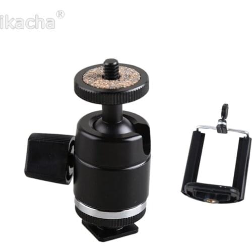 For Camera Tripod LED Light Flash Bracket Camera Holder Mount 1/4 Hot Shoe Adapter Cradle Ball Head with Phone Holder