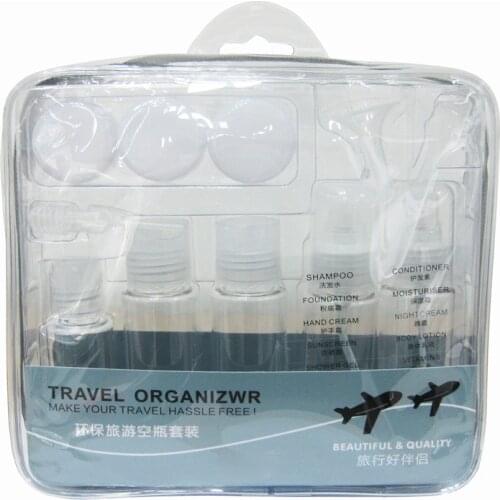 11pcs/Set Travel Blue Clear Makeup Cosmetic Face Cream Pot Bottles Plastic Transparent Empty Eyeshadow Make Up Container Bottle