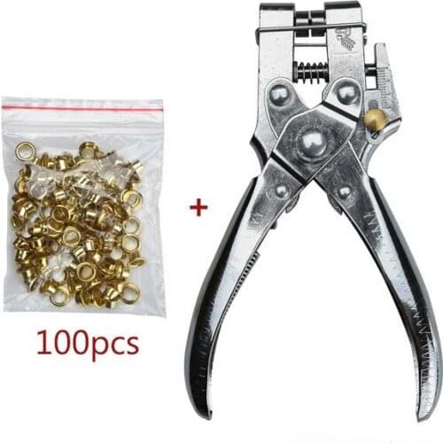 Eyelet Punch Pliers With 100Pcs Ring Snap Grommet Setter Hole Bags Shoes Leather Punch Belt Pliers Steel Tool Set