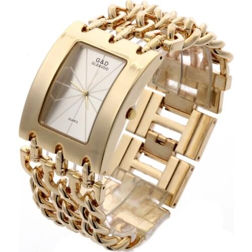 G&D Luxury Golden Womens Quartz Wristwatch Womens Bracelet Watch Relogio Feminino Women Dress Clock Reloj Mujer Jelly Gifts