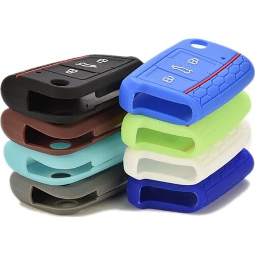 Hot 3 BTN Buttons Silicone Key Pouch Bag for Golf 7 GTI Flip Remote Key Protector Cover Cases Auto Car Accessories