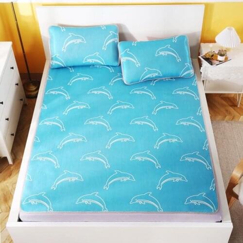 Summer Printed Thin Mattress Set Includes Pillowcase for Summer Sleep at Home or Air-Conditioned Room for Family Sleep