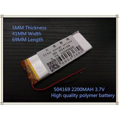 Best battery brand Free shipping 3.7 V lithium polymer battery 2200mah 504169 interphone navigator GPS vehicle traveling data re