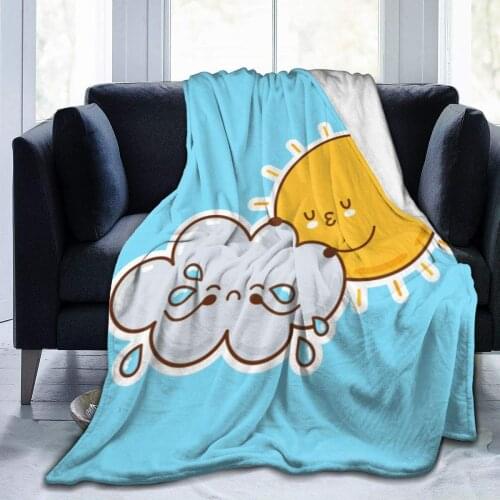 Cute Sun Hugs Crying Cloud Ultra-Soft Micro Fleece Blanket Throw for Bed Couch Sofa Living Room Picnic Suitable All Season