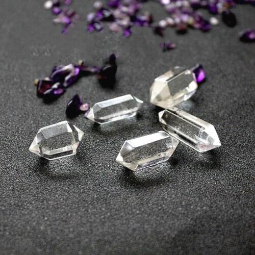 1Pcs Mini Natural White Crystal Two-pointed Crystal Column Small Ornament Stones Ore SpecimenCollection Home decorative gift