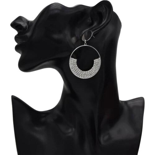 Fashion Geometric Shape Metal Crystal Earring For Women Bridal Wedding Party Jewelry