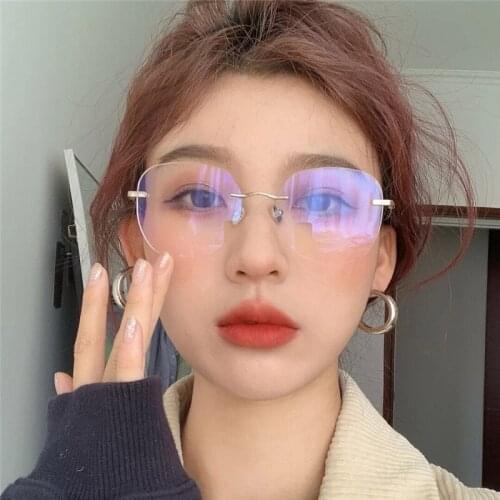 Vazrobe Rimless Fashion Glasses Women Makeup Eyeglasses Frames Anti Blue Reflection Oversize Square Spectacles