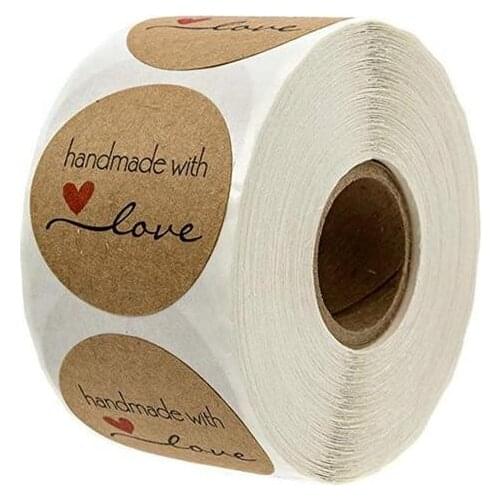 Natural Handmade Round Love Shape Kraft Paper Stickers Wedding Party Decoration Stickers 500* Labels On A Roll Volume