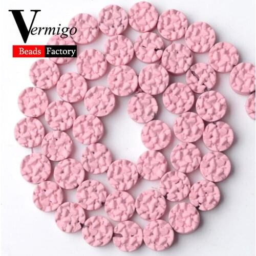 Natural Pink Flat Round Nanotech Rubber Hematite Stone Beads For Jewelry Making 8mm Spacer Beads Diy Bracelets Accessories 15