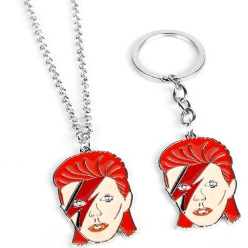 Latest Rock Singer Sane David Bowie Lightning Chain Pendant Necklace Rock Band Jewelry Creative Gifts For Men Woman
