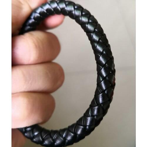 Braided Leather Cord Findings Bracelets Accessories 8mm Genuine Leather Rope Black For DIY Bracelet Jewelry Making