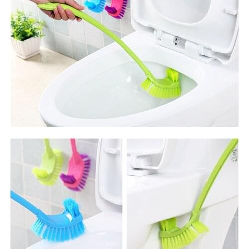 Strong Toilet Cleaning Brush Plastic Scrubber Curved Clean Side Bending Handle Corner Brush Bathroom WC Cleaning Toilet Supplies