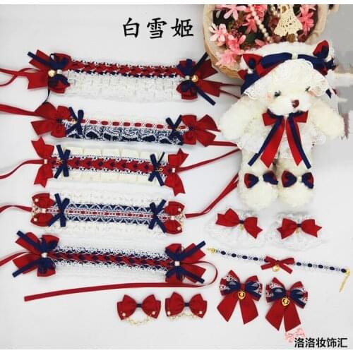 Japanese style SOFT Girl Lolita Sweet Headdress Lolita KC Hair Band Necklace a Pair of Hairclips Bear Bag Take Tradescantia