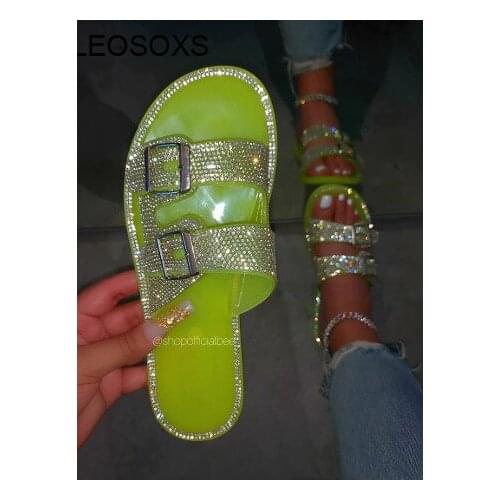 Large Size Shoes Woman Summer 2021 New Fashion Soft Bottom Diamond Jelly Beach Womens Sandals Casual Flat Shoes