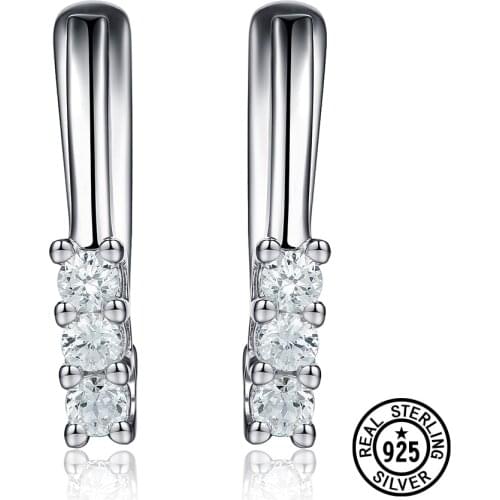 Real 925 Sterling Silver Earrings Fashion New Crystal Zircon Mini Clip Earrings For Women Girls Gifts Delicate Fine Jewelry