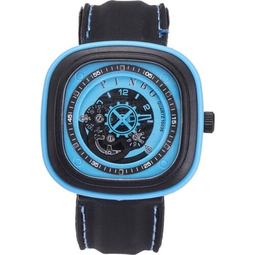 Sport Mens Large Square Dial Silicone Strap Analog Quartz Wrist Watch Decor Mas-culino Fashion Mens Watch Large Dial Militarys
