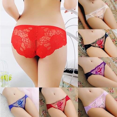Panties Underwear Woman Lace Thong G String Sexy Rose Embroidery Briefs Lingerie Thong T-back Female Low Waist Womens Panties