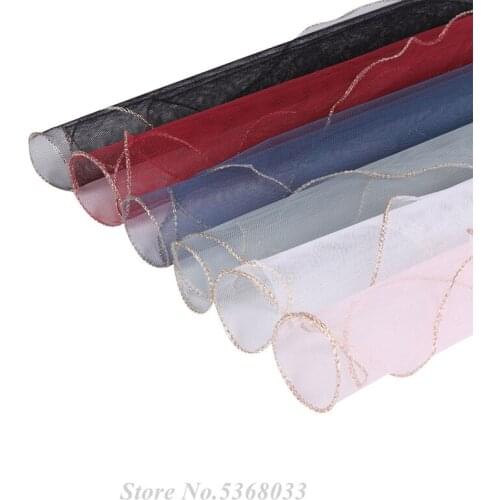 New 5pcs Round Gold Edge Net yarn flower wrapping paper material gift Packing bouquet wrapping paper handmade Home decoration