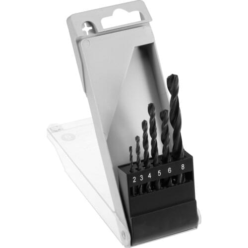 Uxcell High Speed Steel Jobber Twist Drill Bit Set Black Oxide 2mm - 8mm 6 Pcs