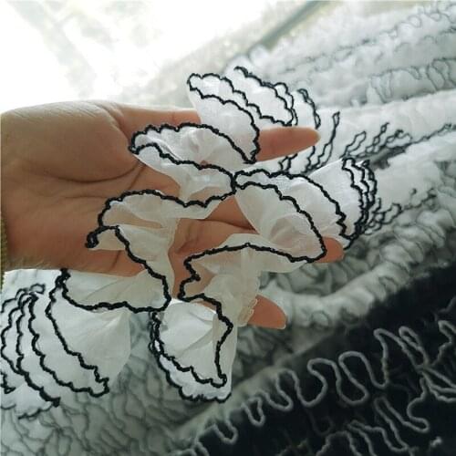 1Yards 91cm Pleated Tulle Lace Ribbon 4cm Black White Lace Fabric Trim Sewing Accessories And Decor Clothes Craft Supplies QY42