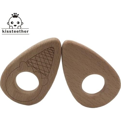 10pc Baby Teether Cone Pendant Baby DIY Jewelry Pendant Necklace Bracelet Accessories BPA Free Pacifier Wooden Ice Cream Teether