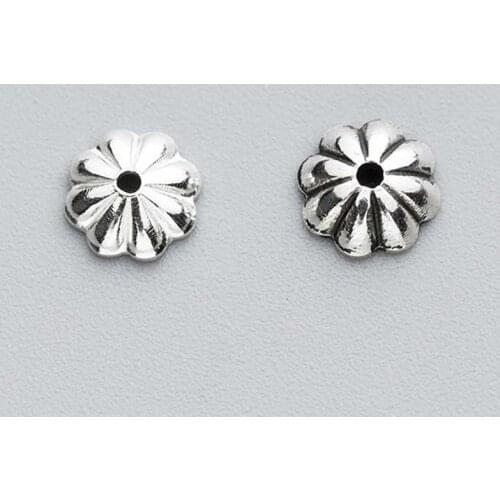 10pcs/lot 100% 925 Sterling Silver Bead Caps High Quality Silver Bead Recepatcle End Cap Fit Tassels Pendants DIY Jewelry Charms