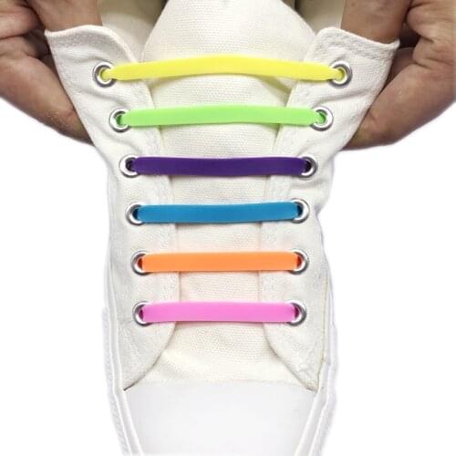 12Pcs/Set Elastic Silicone Shoelaces Athletic Running No Tie Shoelace Sneakers Fit Strap Shoes lace For Men Women shoelaces
