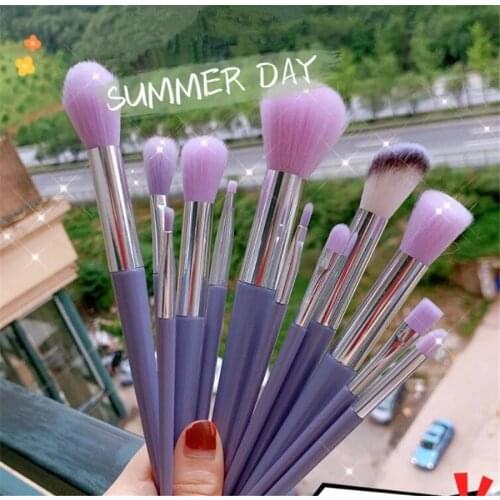 13pcs Charming Purple Makeup Brush Set Soft Fur Beauty Highlighter Powder Foundation Concealer Multifunctional Cosmetic Tool
