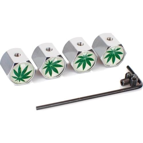 4pcs/set Car Tire Valve Caps Green Leaves Pattern Car Wheel Tyre Air Valve Cap For Mercedes AMG W203 W204 Car Bike Accessories