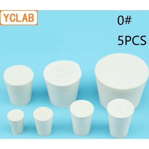 YCLAB 5PCS 0# Rubber Stopper White for Glass Flask Upper Diameter 17mm * Lower Diameter 13mm Laboratory Chemistry Equipment