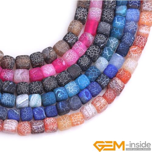 8mm Crackle Frost Venis Agates Cube Loose Spacer Accessorries Beads For Jewelry Making Strand 15 inch DLY Jewelry Bead For Gifts
