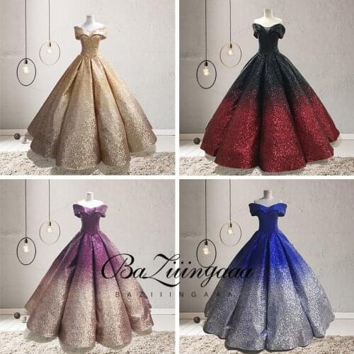 BAZIIINGAAA European and American Prom Dress Summer Gradient Slim Slimming Performance One Word Shoulder Dress Supply