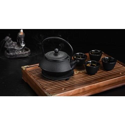 FREE SHIPPING 900ML Kungfu Tea pot Japanese Cast Iron kettle teapots set with 4 cups and 1 pot mat, Iron Bottle, Kettle, Tea Set