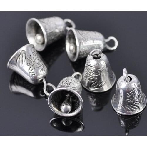 20pcs Tibetan Silver Alloy 14x9.5mm No Ringing Bells Metal Pendants Beads