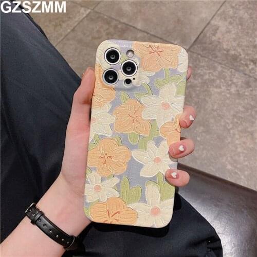 Retro Painted Flower TPU+PU Phone Cases for Huawei Mate 40 Pro Mate 30 P40 P30 Pro Nova 7 Pro SE Protective Cover Case Fundas