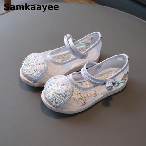2-18y Children Flats Shoes Spring Autumn Kids Girls Embroider Shoes Baby Chinese Style Toddler Cartoon Breathable Footwear S37
