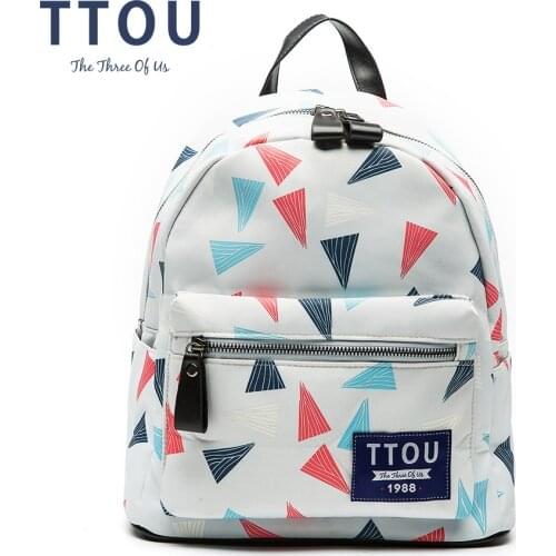 TTOU Design Colorful Triangle Printing Backpack Teenage Girls School Bag Women Backpack Travel Bag Capacity chool Backpack