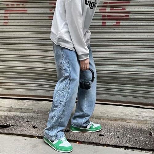 High Street Jeans Mens Fashion Brand Straight Tube Loose Cashew Flower Casual Pants Hip Hop Streetwear Pantalon Homme Jean 3XL