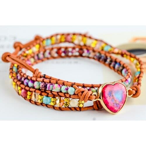 Classic Heart Shape Charm Bracelets Amazonite String Braided Macrame Bracelets Teengirls Wrap Bracelet Femme Women Jewelry