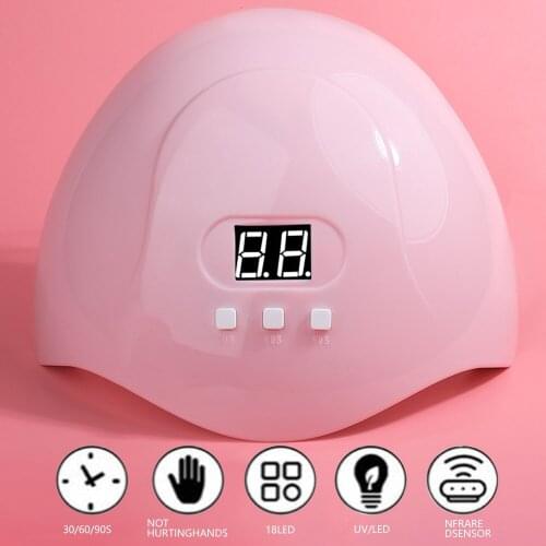 Mini 54W UV LED Nail Lamp Infrared Sensor Display 18LEDS USB Nail Dryer Light for Gel Polish 30/60/90s Timer Smart Manicure Tool