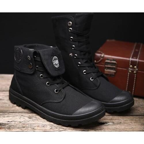 Men Military Boots 2021 Outdoor Fashion Canvas High Top Shoes Men Casual Shoes Ankle Boots Black Chelsea Boots