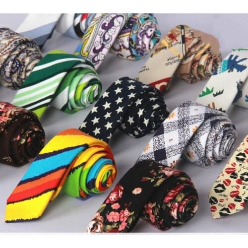 Mens narrow neck tie Korean fashion slim skinny 5cm cotton print flower ties for men wedding party necktie 50pcs/lot fedex