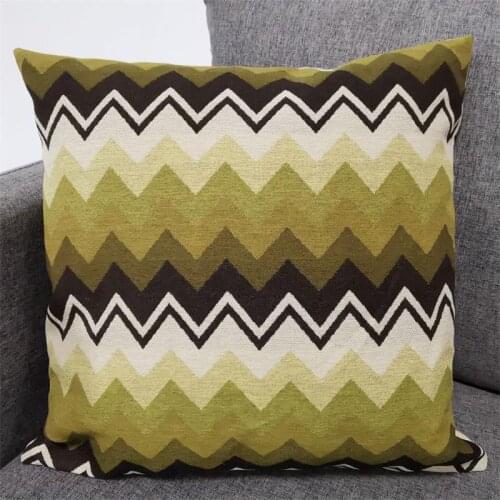 Hot Selling Jacquard Square Cushion Cover Throw Pillowcase Green Geo Home Living Room