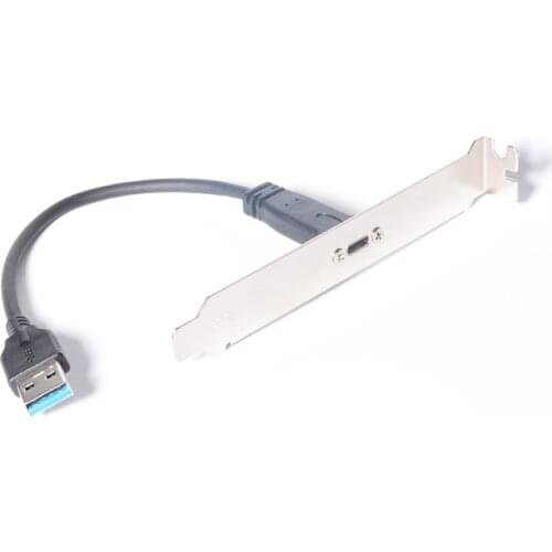 New Mainboard USB 3.0 A Male Port to USB Type-C Female Port Extension Cable Motherboard Panel with PCI Slot Plate Bracket 20cm