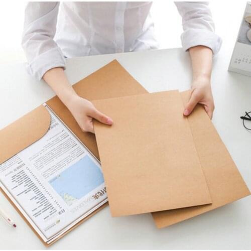 Retro Fashion Kraft Paper File Cover L-shape A4 Paper Document Holder Conference A4 Files Report Cover