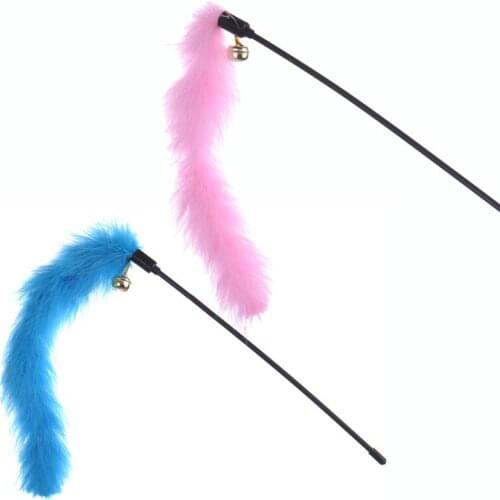 2 Colors Turkey Feather Wand Stick For Cat Catcher Teaser For Pet Kitten Jumping Train Aid Funny Toy