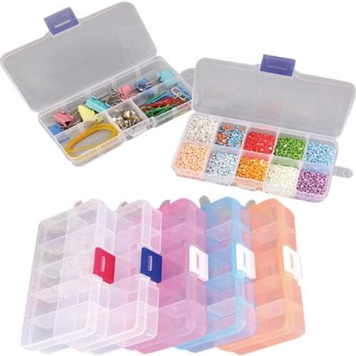 Plastic Tool Box Case 10 cells Jewelry Rings Craft Organizer Storage Beads tiny stuff Compartments Containers Makeup Box