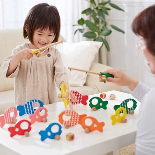 Useful Baby Education 3D Fishing Toys Wooden Dice Fishing Toys Set Fish Game Education Fishing Toys Children Toy